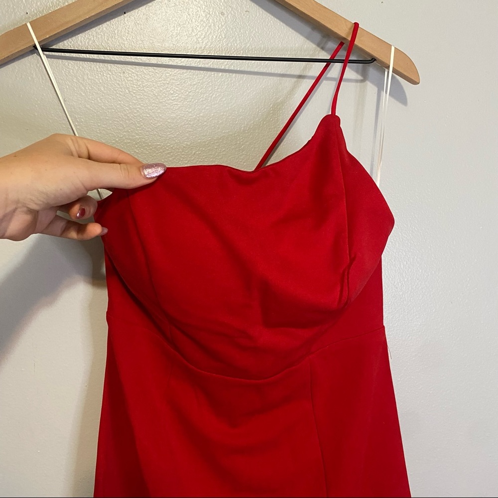 Princess Polly NWT Dress PRIYA Mini Sexy Strappy One Shoulder Font Slit Red 8 - Picture 4 of 8